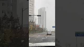 눈 오는 날snowy day driving  Incheon songdo korea winter weather winter is coming [upl. by Jat]