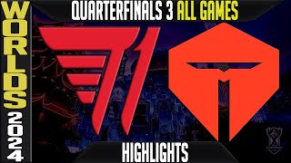 T1 vs TES Highlights ALL GAMES  LoL Worlds 2024 Knockouts Quarterfinals  T1 vs TOP Esports [upl. by Leehar]