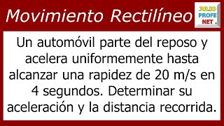 Movimiento rectilíneo uniformemente acelerado  Problema 1 [upl. by Devon]