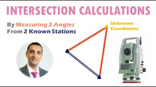 Surveying  Intersection Observations amp Calculations  Stepbystep  Coordinates of Unknown Station [upl. by Blas778]