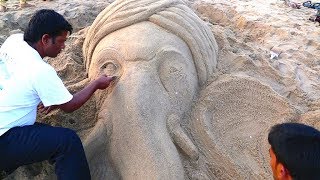 Famous Sand Art  Puri Beach  Odisha  Amazing Talent [upl. by Yalc]