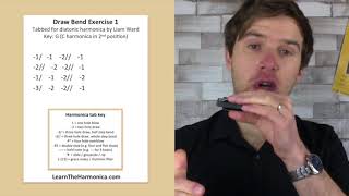 Blues Bending Licks 1  cool blues harmonica lesson for C harp Draw Bend Week [upl. by Milton]