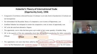 Haberlers Theory of International Trade Opportunity Cost Part 1 [upl. by Jard]