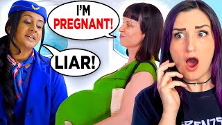 REAL Pregnant Woman Reacts To FAKE Pregnant Woman Thrown Off Plane [upl. by Airdnola336]