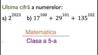 Ultima cifra a puterii unui numar natural  Exercitiu rezolvat clasa a Va [upl. by Fifine]