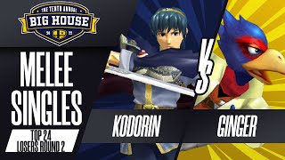 KoDoRiN vs Ginger  Melee Singles Top 24 Losers Round 2  The Big House 10  Marth vs Falco [upl. by Urbannal500]