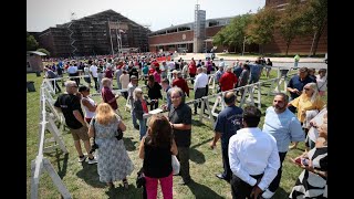 Trump supporters line up outside Harrisburg’s Farm Show Complex for Fox News town hall [upl. by Durwyn307]