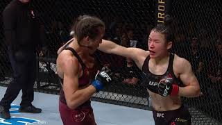 Zhang Weili vs Joanna Jedrzejczyk  All significant strikes [upl. by Niloc]