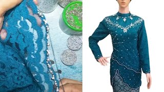 cara pasang payet mutiara di pinggiran kebaya modern payetmutiara payetkebaya kebayamodern [upl. by Hauhsoj]