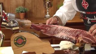 Cutting Iberian ham How to slice jamon [upl. by Buonomo]