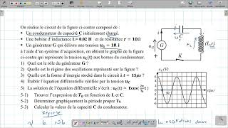 Electricité  Circuit série RLC libreexercice dapplication [upl. by Pallas4]