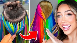 RAINBOW HAIR TRANSFORMATIONS CRAZY [upl. by Enomsed]