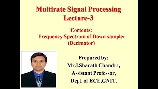 Multirate DSPFrequency Spectrum of DownsamplerDecimator Lecture 3 [upl. by Akinirt]