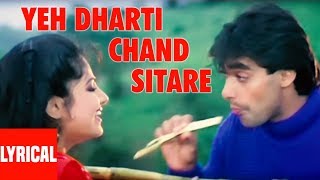 Yeh Dharti Chand Sitare Lyrical Video  Kurbaan  Udit Narayan Anuradha Paudwal  Salman Khan [upl. by Adela]