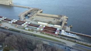 20170226  Large Ingram Barge Towboat Passing Through Lock Of Keokuk Dam [upl. by Dahle774]