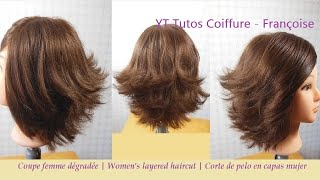 Coupe cheveux dégradée Femme  Layered Bob haircut  Corte de pelo en capas mujer [upl. by Amato]