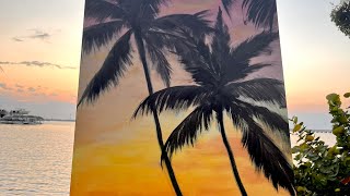 quotLive Sunset Painting in the Keys Capturing Palm Trees and Ocean Viewsquot [upl. by Geirk]