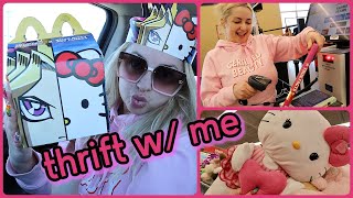 Thrifting VLOG amp Hello Kitty happy meal UNBOXING 💖💖 [upl. by Killarney]