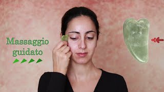 Massaggio lifting viso Gua Sha con pietra [upl. by Kellia]