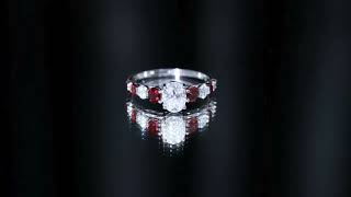 Oval Moissanite and Garnet Engagement Ring [upl. by Harlen]