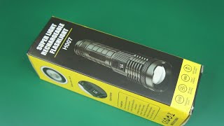 Flashlight H007 Rechargeable Super Light Unboxing Feature review link in the description [upl. by Eidnalem]