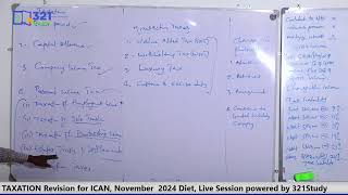 TAXATION Revision for ICAN November 2024 Diet Live Session powered by 321Study [upl. by Nylave874]