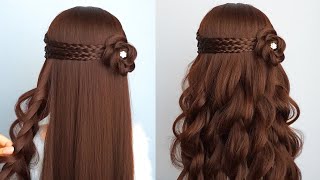 Easy And Unique Hairstyle For Wedding And Prom  Waterfall Braid Half Up Half Down [upl. by Kelly]