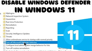 How to Disable Windows Defender in Windows 11 [upl. by Orthman]