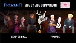 Frozen 2 side by side comparison charades scene Elsa Anna Kristoff Olaf and Sven [upl. by Maretz849]