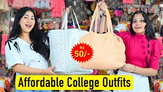 Sarojini Nagar COLLEGE Outfits Shopping 🛍️  Tops Denims Dresses amp jewellery  Anishka Khantwaal [upl. by Ennalyrehc]