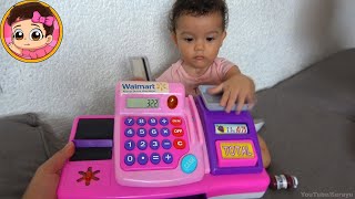 CAJA REGISTRADORA DE JUGUETE PARA NIÑA  JUGANDO AL SUPERMERCADO  SARAYU [upl. by Romelda415]