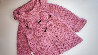 Crochet 79 How to crochet boys  girls coat  Part 1 [upl. by Rosner]