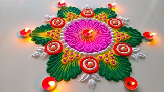 Creative Diwali Big Rangoli 2024  धनतेरसदिवाली की आसान सुंदर रंगोली  Innovative Diwali Rangoli [upl. by Allisan]