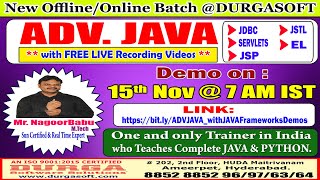 ADV JAVA OfflineOnline Training  DURGASOFT [upl. by Durnan641]