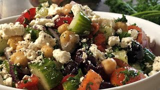 Mediterranean Chickpea salad with Feta cheese  Garbanzo beans salad recipe  Chanas Creations [upl. by Seftton]