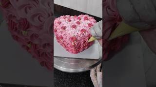 heart shape rosette cake cake decoration💗 heartcakedecorating shorts youtubeshorts trending [upl. by Sapers977]