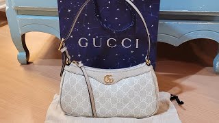 Gucci Ophidia Small Handbag in BeigeWhite  Oatmeal leather [upl. by Ainosal]