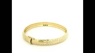 14k Gold 7mm Cleopatra Omega Textured Flex Bangle Bracelet [upl. by Kendre]