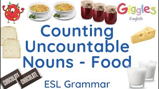 ESL How to count uncountable nouns  food Using containers or units to make them plural [upl. by Reiser793]