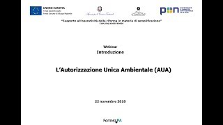 L’Autorizzazione Unica Ambientale AUA [upl. by Noy]