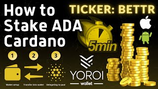 HOW TO STAKE CARDANO ADA in 5 mins  Earn Passive Income  Cardano Staking Explained Yoroi Wallet [upl. by Marba]