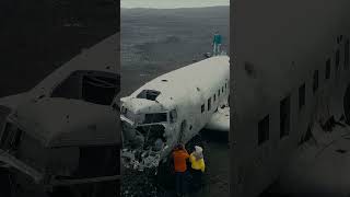 Plane wreck on a black sand beach in Iceland shorts plane iceland [upl. by Stralka190]