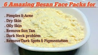 6 Amazing Besan Face Packs for All Skin Types Gram Flour For Skin Whitening [upl. by Nyllij]