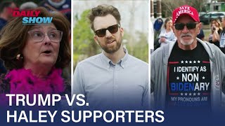 Jordan Klepper Takes on Trump amp Haley Supporters  The Daily Show [upl. by Amaleta]