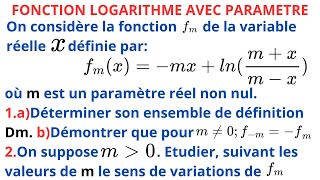 FONCTION LOGARITHME COMPORTANT UN PARAMETRE REEL [upl. by Lanctot]