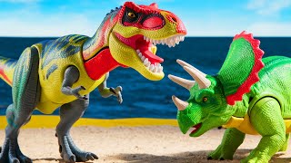 🔴All Jurassic Red TREX vs Green DINOSAUR Dilophosaurus Karnotaurus Triceratops  Fallen Kingdom [upl. by Dlonra]