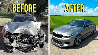 FULL BUILD  REBUILDING A CRASH DAMAGED BMW M5 COMPETITION [upl. by Marva]