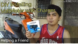 DIY  How to install Voltmeter with USB Charger  YAMAHA MIO [upl. by Naitsabes381]