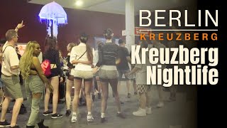 Berlin Kreuzberg Nightlife  Street Party at a Gas Station  Night Walk  4K [upl. by Einnor744]