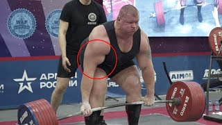 SCARY Bicep Tear Pavlo Nakonechnyy Deadlift 415 kg  Giant from Ukraine [upl. by Aihsia]